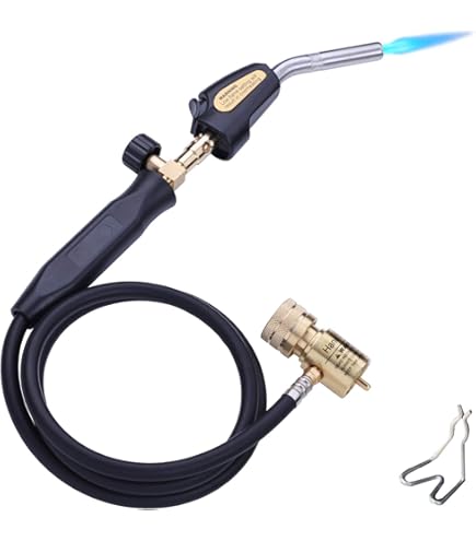 BLUEFIRE MRS-7014B Trigger Start Gas Welding Torch Head – 1.5" Extended Nozzle, Piezo Ignition, Optimized For Propane & MAP-Pro, Triple-Point Flame