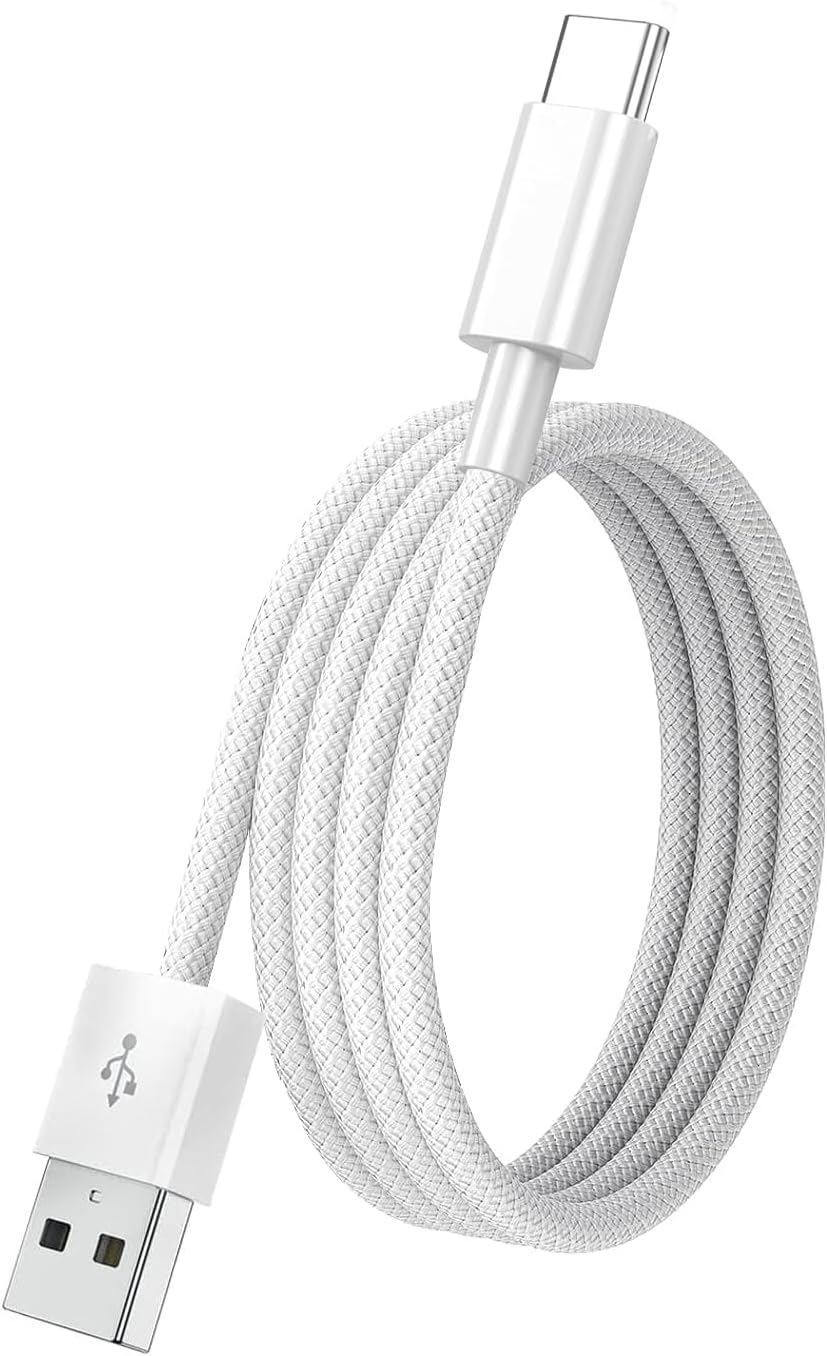 Foxsake USB A to USB C Braided Charging Cable, Fast Charge & Data Sync Cord for Apple CarPlay and Android Auto, iPhone 17/16/15 Pro Max, iPad, Samsung, Google Pixel, Durable Nylon Woven, White, 1m