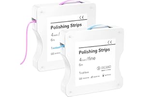 Papel de lija para dientes, AISEELY 2 tiras de pulido dental, tamaño fino, 4 mm de ancho, 6 m, rollos/caja, papel de lija interdental para pulir dientes (azul rosa, 2 unidades)
