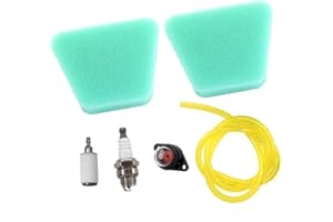 AISEN Lot de 2 filtres à air pour Partner 350 351 370 371 390 420 Poulan 2050 2115 2150 avec bougie d'allumage, pompe d'amorçage, filtre à essence