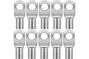 COYUN 10 Pcs Capicorda Elettrici Ad Occhiello–35mm2 Capicorda a Occhiello m8 In Rame Ispessito,Terminali Elettrici a Crimpare Ad Anello, Connettori Sc Non Isolati,Per Auto e Sistemi Elettrici (SC35-8)