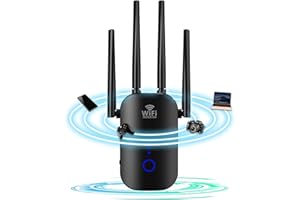 MENGTECH Repetidor WiFi, 1200Mbps Amplificador WiFi Banda Dual 5GHz/2.4GHz, Extensor WiFi Booster con 4x3dBi Antena,WiFi Repeater Compatible Modo Ap Enrutador Puente