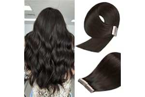 YDDM Extensiones Adhesivas Pelo Natural 50cm 50g Negro - Extensiones De Cabello Humano (20 Pulgadas, 1B#)