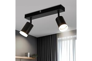 ‎KETOM Ketom Deckenlampe Schwarz GU10 - Deckenstrahler 2 Flammig - LED Deckenleuchte Drehbar - Spotlight Lampe Modern - Deckenspots für Küche, Wohnzimmer, Schlafzimmer, Flur, Ohne Leuchtmittel