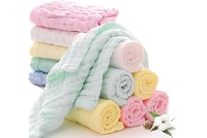 HyAdierTech Baby Waschlappen, 10 PACK Baby Musselin Waschlappen Baby-Feuchttücher 100% Baumwolle Baby Handtuch Musselin Waschlappen weiche Handtuch für Kinder, 30 * 30 CM
