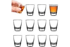 ARCPNRT 12 PCS Bicchierini da Liquore, Bicchieri Grappa Vetro, Set Utensili da Bar, Bicchiere da Vino a Forma di Uovo, 35ml/3cl Bicchierini Shot a Base Spessa, Bicchieri da Shot Trasparenti