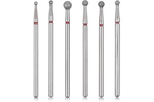 Lusofie 6 Pièces Embout Ponceuse Ongles Cuticule 3/32 Pouces Perceuse à Pngles à Pointe Sphérique Embout Ponceuse Professionnelle Sûre Electrique Gel Vernis Manucure Pédicure Outil