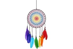 CQQNIU 1 Piece Of Colorful Dream Net, Feather Colorful Pendant, Crocheted Dream Catcher Pendant, Bedroom Dream Net Decoration, Colorful Pendant