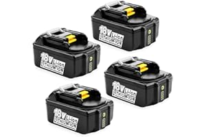 XNJTG Lot de 4 batteries de rechange pour Makita 18 V 5,0 Ah Li-ion pour Makita BL1860B BL1860 BL1850 BL1850B BL1840B BL1840 BL1830B LXT-400 194204-5 194205-3 194309-309-19-309-309