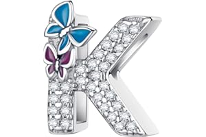 LNQOBU Charme Lettre de L'alphabet Argent Sterling 925 Avec 5A Zircone Femmes Perles Charm Compatible Pour European Bracelet