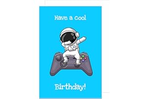 Edition Seidel Kartka urodzinowa premium z kopertą. Kartka z życzeniami Billet cool Happy Birthday Humor Zabawna Nastolatek Chłopcy Dziewczęta Gamer Kontroler Astronauta (G3497 SW023)