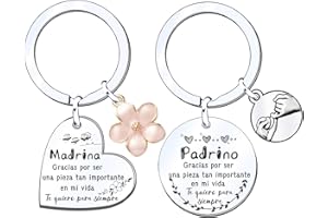 MNBVBV 2ps regalo padrinos bautizo llavero llavero padrino y madrina regalo llavero del padrino madrina idea regalo día de pascua bautismo mejor padrino madrina