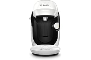 BOSCH Cafetera multibebida Tassimo Happy Friendly, Hasta 70 bebidas, OneTouch, Preparación individual, Diseño compacto, Intellibrew, Blanco, TAS114E