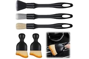 HBSFBH Pennello Pulizia Auto Interni, 5 Pezzi Spazzola per Detailing Auto, Spazzole Pulizia Auto, Spazzola per Interni Auto a Setole Morbide, Spazzola per la Pulizia dei Dettagli Dell'auto