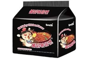 YIJIA Komeya | Pack 5 Fideos ramen salteados coreanos - Hot Chicken Ramen Picante Buldak 131g