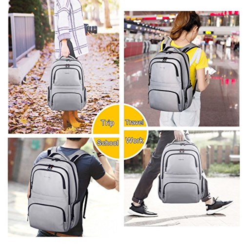 Norsens Notebook Laptop Rucksack 17 Zoll Gepolstert Wasserdichter Business Rucksack Damen Silber - 7