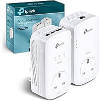 TP-Link TL-PA8033PKIT AV1300 3-Port Gigabit Passthrough 2x2 MIMO Powerline Adapter Starter Kit, No Configuration Required, UK
