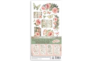 Stamperia - Paper Cut Outs for Scrapbooking, Albums, Card Making, Bullet Journalling and More, Acid Free, Double Sided, 4 Sheets, Perfect for Hobbies, Crafts, and Gifting (House of Roses)