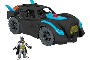 Imaginext - Fisher-Price Imaginext DC Super Friends Batmóvil Power Reveal Coche de juguete con luces ultravioleta y sonidos, incluye figura de Batman, +3 años (Mattel HGX96)