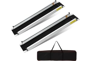 VELPAX 2PCS Rampa Telescopica per Sedia a Rotelle,Max 272 kg 90-152 cm Regolabile, in Alluminio, Antiscivolo, con Capacità di Carico Scale e Ostacoli, Passi in Casa Nella Borsa in tessuto