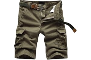 Onsoyours Homme Cargo Bermuda Short Multi Poches Éte Pantalon Court Bermuda de Travaille Casual Imprimé Camouflage Pantalon Court Vintage sans Ceinture