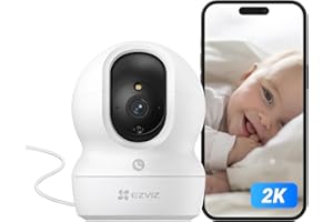 EZVIZ Telecamera Wi-Fi Interno 2K, Videocamera Sorveglianza 3MP per animali e bambini, Motorizzata a 360°, Audio a due vie, Funziona Alexa, Avvisi movimento, Visione notturna, Modello CP1