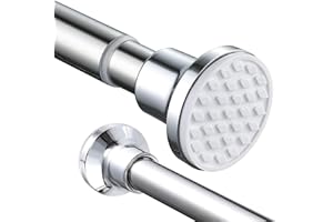 FRENESSA Extendable Shower Curtain Pole 130-201cm Stainless Steel Shower Curtain Rod Tension Rod Adjustable Telescopic Curtain Poles No Drilling Shower Curtain Rail for Bathroom Window Closet Kitchen Wardrobe