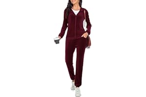 Aottori Tuta Donna Velluto Ciniglia Invernale da Ginnastica Casual Completa Sportiva Casa Manica Lunga Pigiami Due Pezzi Felpa con Cappuccio e Pantaloni