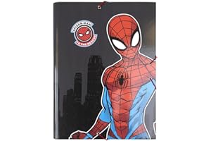 CERDÁ LIFE'S LITTLE MOMENTS,Classeur Scolaire Garçon Spiderman 3 Rabats Flexibles,Fermeture Élastique et Couverture Rigide Convenant aux Documents A4,Licence Officielle Marvel 2700000246 Multicolore