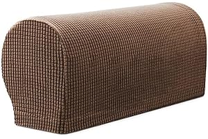 GEOCANG 6Pcs Armrest Covers Spandex Stretch Fabric Arm Caps Anti-Slip Furniture Protector Slipcovers for Armchairs Sofa Couches Recliner (coffee)