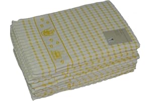 ZIMEL HOMES 3 Kitchen Towels Set - Luxury Large 100% Cotton Terry Towel Check Jacquard Tea Towel Tea Time (Yellow)