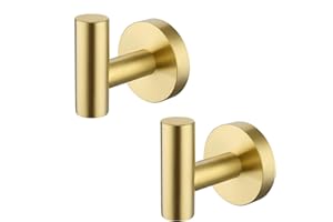 KES Ganchos para Pared Acero Inoxidable Colgador Toalla 2 Piezas Baño Percheros Gancho Latón Cepillado, A2164-BZ-P2