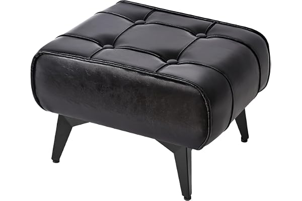 YMYNY 10,2H Fotstöd för salong ottoman, PU-läder, svart HBD037B