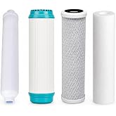 Bbagua Pack of 4 Reverse Osmosis Filters 5 Stages &ndash; Universal Replacement 10" with Sediments 5 Microns, GAC Carbon, Carbon Bl