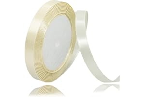 ALOHOVME Ivory Satin Ribbon 10mm x 23 Metres, Beige Solid Color Gift Ribbon for Crafting, Gift Wrapping, Wedding Bouquet, Flower Arrangement, Bows Making, Balloons, Cake Decoration and Baby Shower