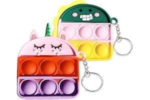 Steemjoey 2 PCS Pop Keyring It Fidget Toys for Adults and Children, Silicone Squeeze Pop Bubble Fidget, Mini Keychain Sensory Toys, Classroom Prizes, Anxiety Relieving Toys for ADHD, OCD, Autism