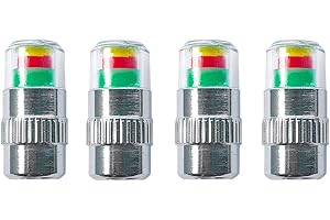 QitinDasen 4Pcs Premium Capuchons Tige Valve Pneu, Moniteur Pression Pneu de Voiture, Avertissement Sécurité Indicateur de Capteur 3 Couleurs, Couvercle Anti-Poussière Valve Pneu