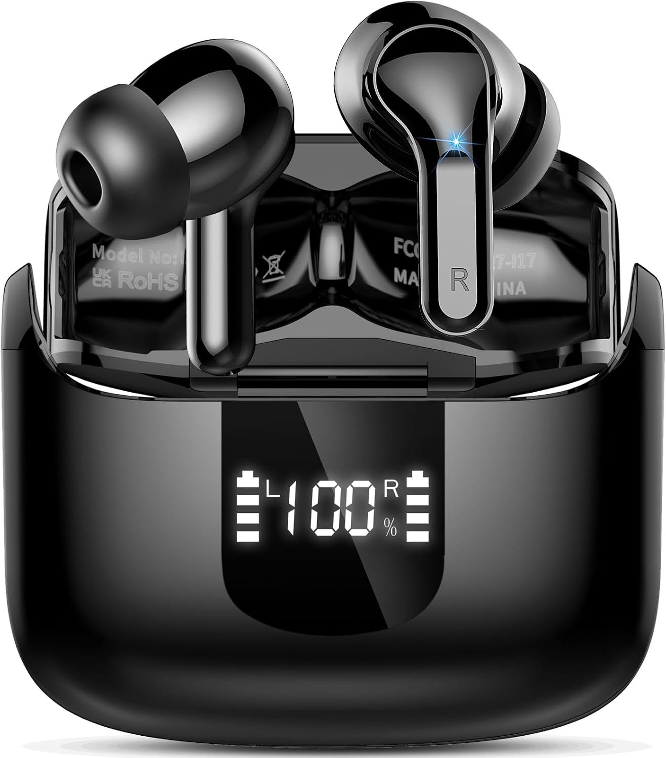 Wireless Earbuds, 6D-Stereo 2026 Bluetooth 5.4 Headphones, 50+Hrs Deep Bass Ear Buds, ENC Noise Cancelling Earphones, USB-C Fast Charging, IP-X7 Waterproof Headset Android iOS for Sport Gym Running