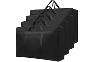 BRITPICK 4 Pack 125L Large Storage Bags with Zips, Waterproof 600D Oxford Moving Bags, Clothes Storage Bag for Duvets, Laundry, House Garden, Underbed Storage