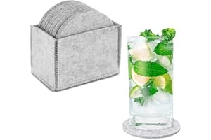 ‎ALLADAGA Filz Untersetzer 12er Set Rund für Gläser mit Aufbewahrungsbox, Durchmesser von 10cm (Light Grey)