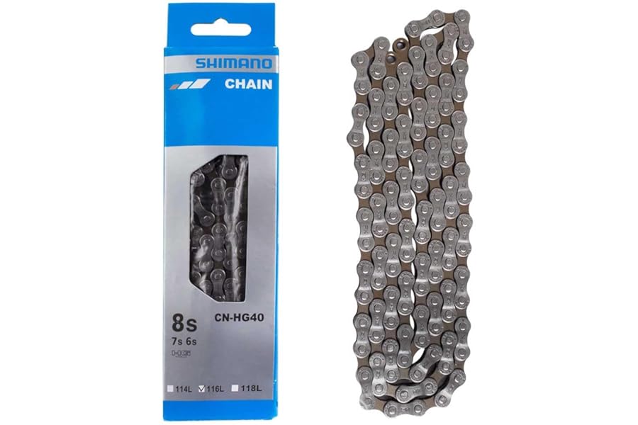 SHIMANO HG40 116 W/CL Chain - Grey, 6/7/8 Speed
