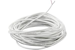 ZOZOMAIY Biały kabel dwuprzewodowy, 10 m, 2-żyłowy okrągły elastyczny kabel PCW, miedziany przewód elektryczny, średnica 3 mm, odporny na zużycie, do montażu urządzeń gospodarstwa domowego o niskim zużyciu
