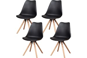 EGOONM Sillas Comedor Pack 4, Nordicas Negro Sillas para Cocina, Oficina, Bar, Sala de Estar-Silla de Cena, Negro