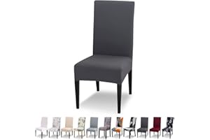 Lydevo Dining Chair Covers Set of 6 Spandex Chair Cover for Dining Chairs Stretch High Back Chair Slipcovers Removable Washable Elastic Chair Protector Decoration Cover for Kitchen Banquet,Dark Gray