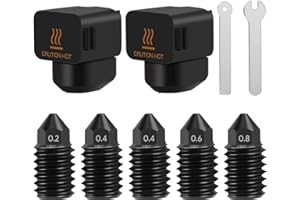 INQUIRLLY A1/A1 Mini Buses en Acier Trempé 0,2 mm/0,4 mm/0,6 mm/0,8 mm Buses Résistantes à l'usure avec clé à Molette Outil Hotend Imprimante Extrudeuse pour Bambu L