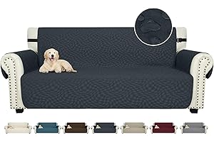 CHELZEN Latest Water Repellent Sofa Covers 3 Seater Non-Slip Sofa Slipcovers for Kids Dogs Pets Couch Cover Furniture Protector with Elastic Straps (Dark Gray, 3 Seater)