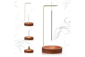 BUOSHUO Porta Incenso per Bastoncini 2 in 1,Supporto per Bastoncini di Incenso in Legno per cenere,Porta Incenso Bastoncino in legnofatto a mano,Adatto a casa, ufficio, meditazione e yoga (marrone)