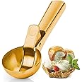 HASTHIP® Ice Cream Scoop with Easy Trigger Golden Stainless Steel Icecream Scoop with Ergonomic Handle Ice Cream Spoon for Fruit, Dessert, Meatballs