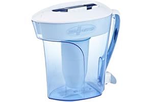 ZeroWater Caraffa Filtrante per Acqua a 5 Fasi da 2,4 L - Brocca Acqua Filtrante con Certificazione NSF - Riduce la Presenza di Piombo PFOA/PFOS e Altri Metalli Pesanti - Bianca e Blu