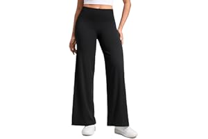 CRZ YOGA Softretch Women's No Front Seam Wide Leg Yoga Trousers 30" - High Waisted Lounge Casual Soft Comfy Straight Leg Pants